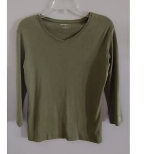 Gander Mountain Olive Long Sleeve T-shirt V-neck Small‎ Pima Cotton
